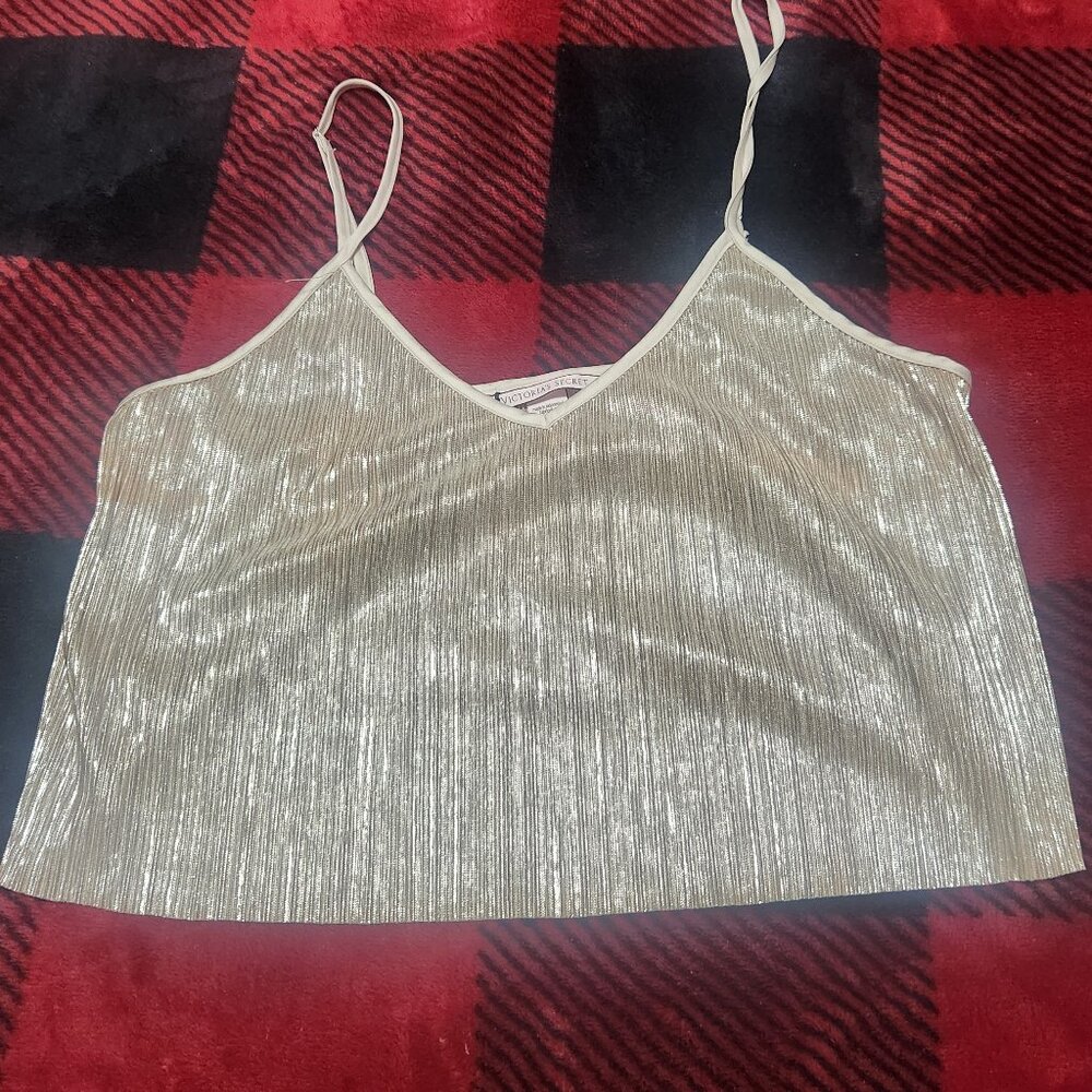Victoria's Secret Crop Tank Top Gold Shimmer Size Medium